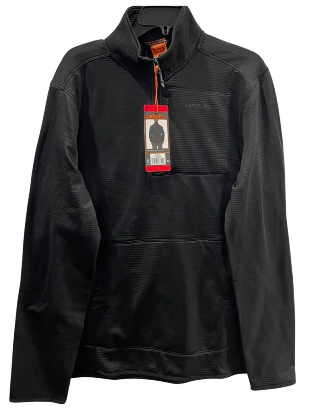 Merrell Mens Grid Fleece 1/4 Zip Pullover M Black Outdoor Gorpcore Athleisure